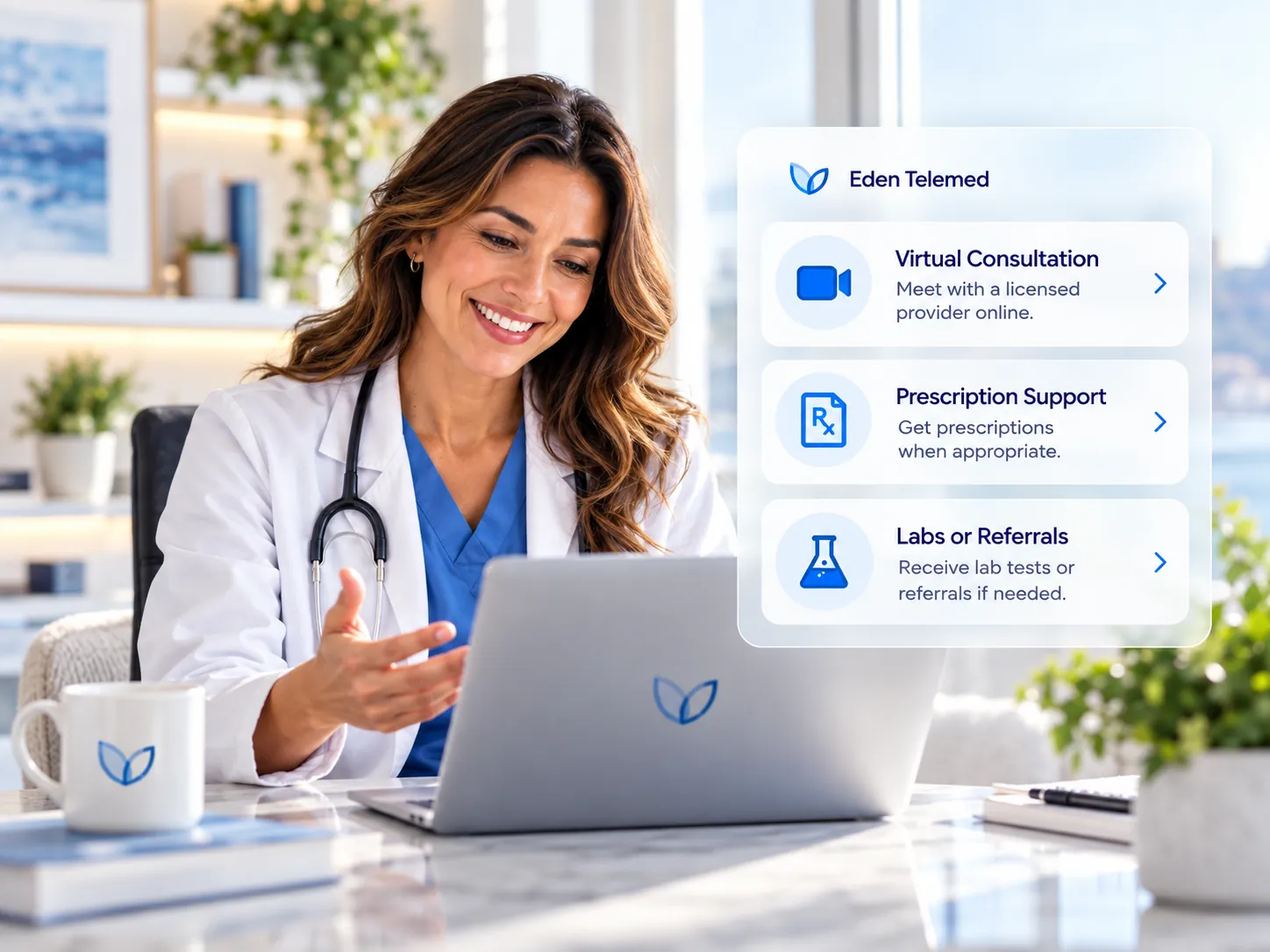 Licensed clinician reviewing next steps after a doctor's note with Eden Telemed in Quebec